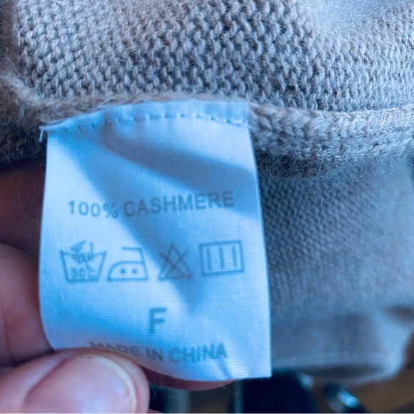 Pure cashmere tan melange funnel neck relaxed fit sweater - Picture 6 of 6